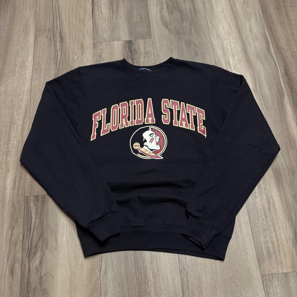 Champion Florida State Seminoles Sweatshirt Black FSU Logo Crewneck Mens S/M
